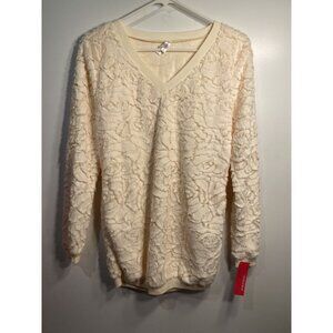 xhilaration womens sweater size small long sleeve super soft ivory pockets